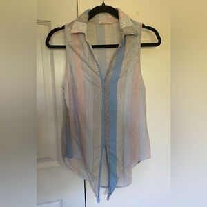 Millibon Striped Sleeveless Blouse - Blue, Pink, Gray